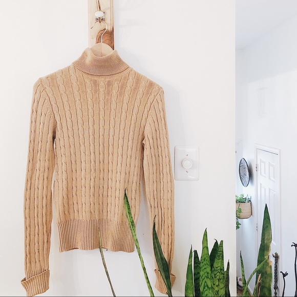 GAP Sweaters - Gap soft camel cable knit turtleneck size M